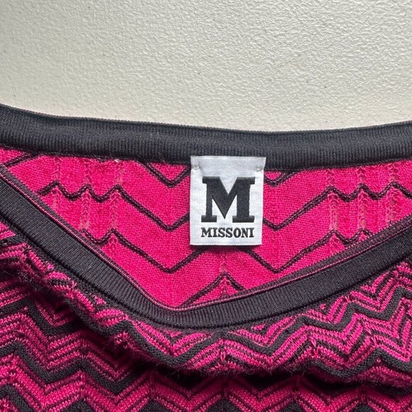 Missoni Womens Zigzag Lightweight Knit Tunic Sweater Size 44 US 8 Fuchsia Black - Picture 7 of 9